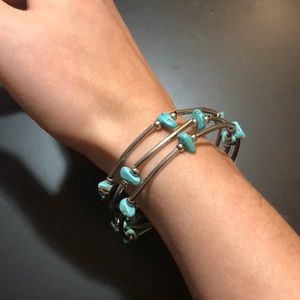 A turquoise and silver bracelet